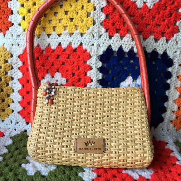 💖SUPER CUTE💖Elaine Turner woven Raffia Handbag - Picture 4 of 8